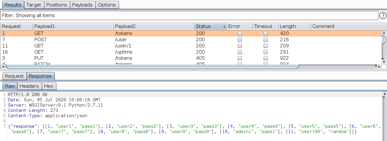 vAPI endpoint responses